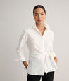 Model is wearing UNTUCKit Stretch Cotton Wrap Jolie Shirt.