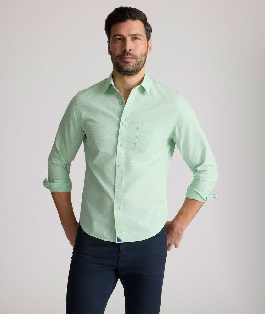 Wrinkle-Free Kelly Shirt Green Microgingham