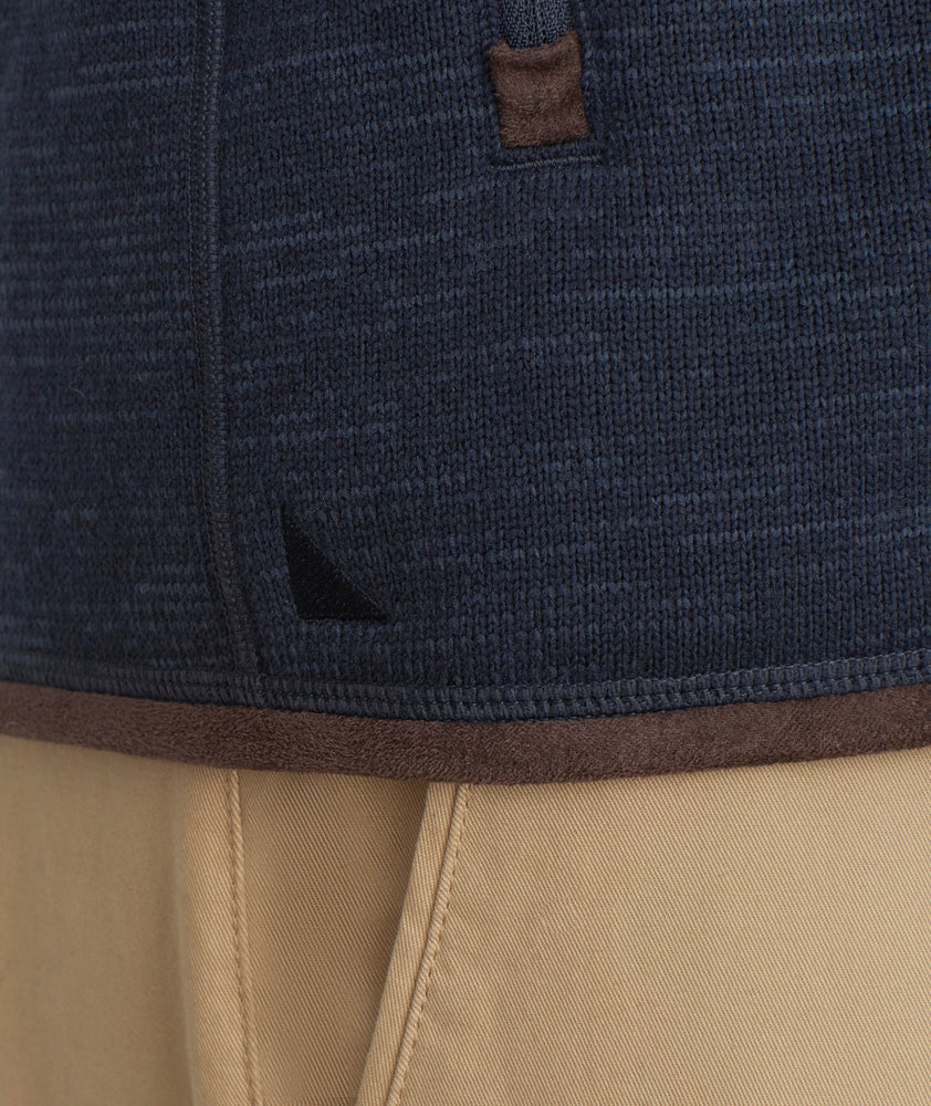 Model is wearing UNTUCKit Kezoh sweatshirt in Navy.