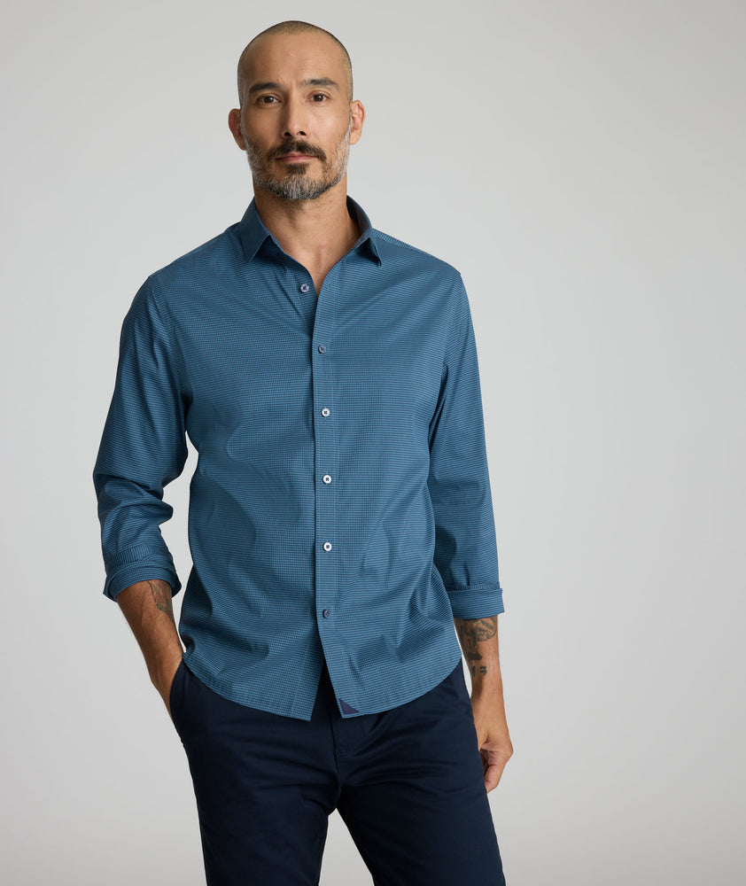 Model is wearing UNTUCKit CottonTek™ Kleinwood Shirt.