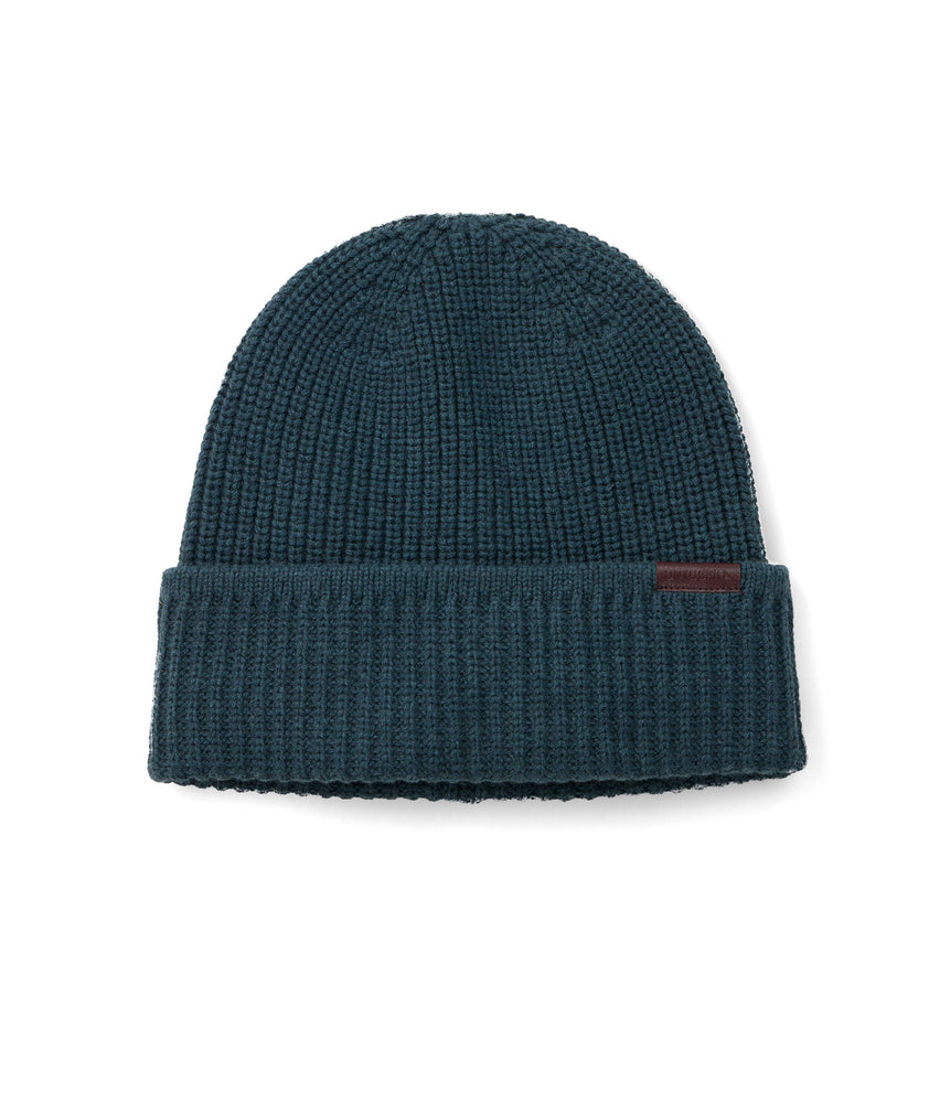 UNTUCKit knit beanie in dark teal.