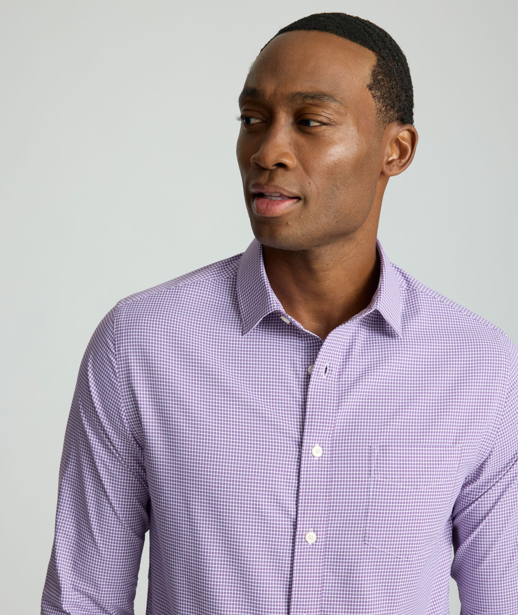Performance Shirt with Pocket Purple Check | UNTUCKit