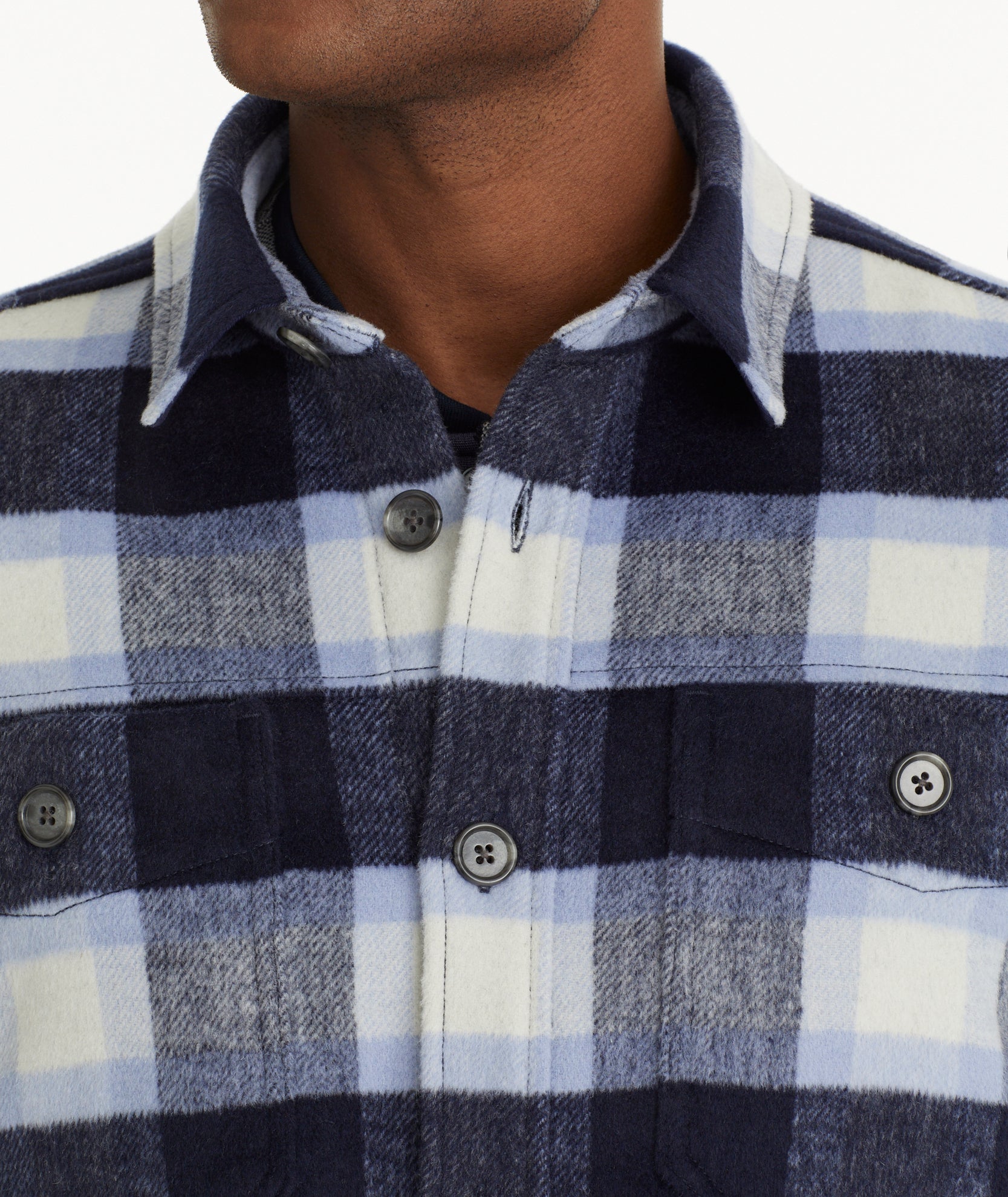 Wool Blend C.P.O Jacket Blue Plaid | UNTUCKit