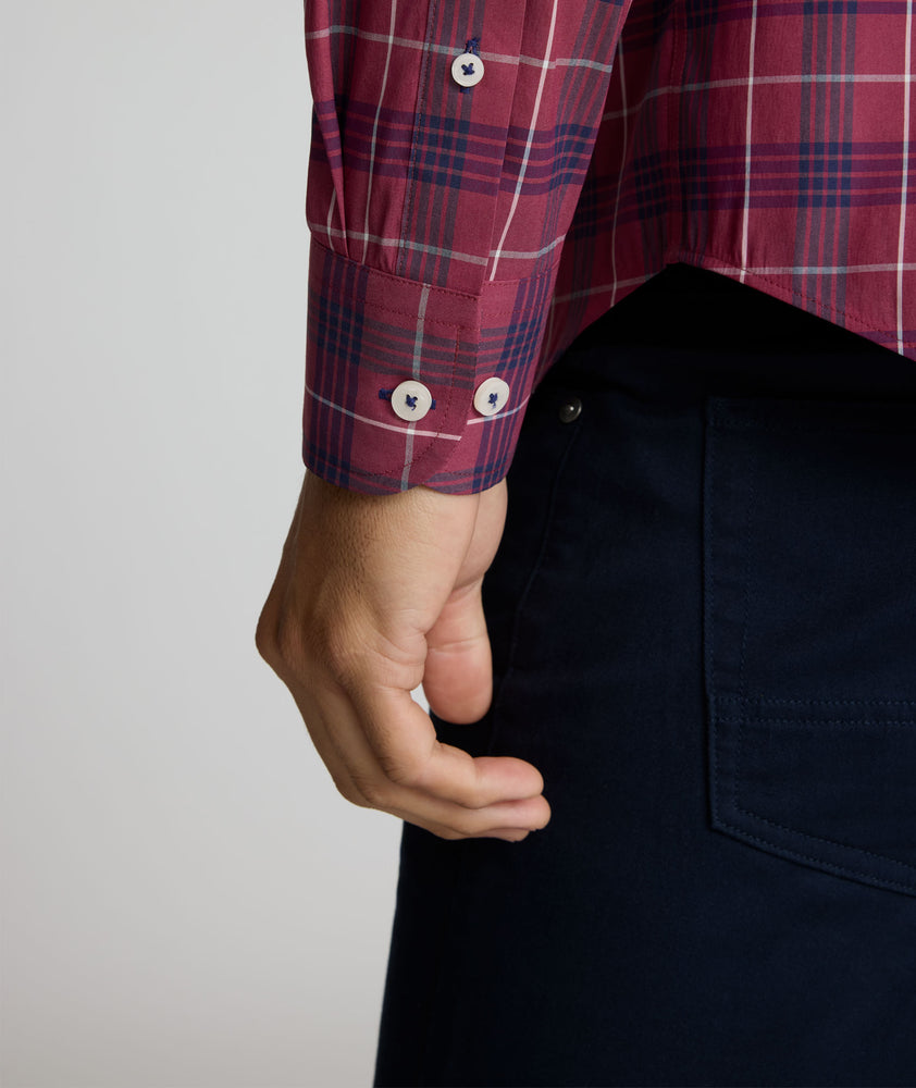 Model is wearing UNTUCKit CottonTek™ Lancaster Shirt.