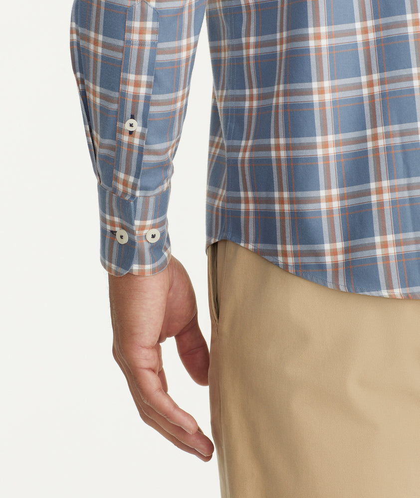 Model is wearing UNTUCKit Wrinkle-Free Larys Shirt.
