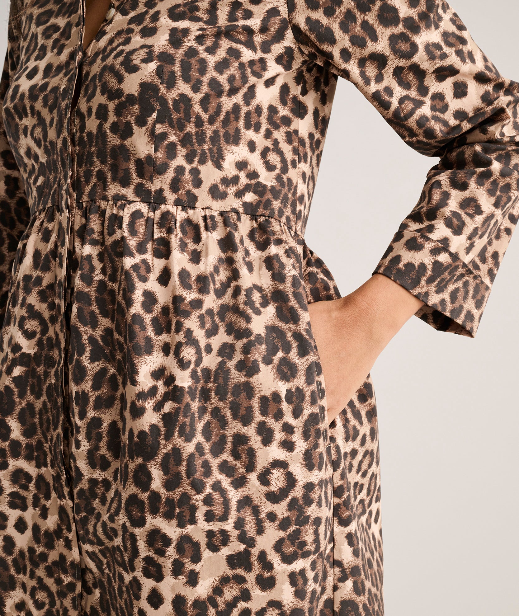 Stretch Cotton Lauren Shirt Dress Leopard Print