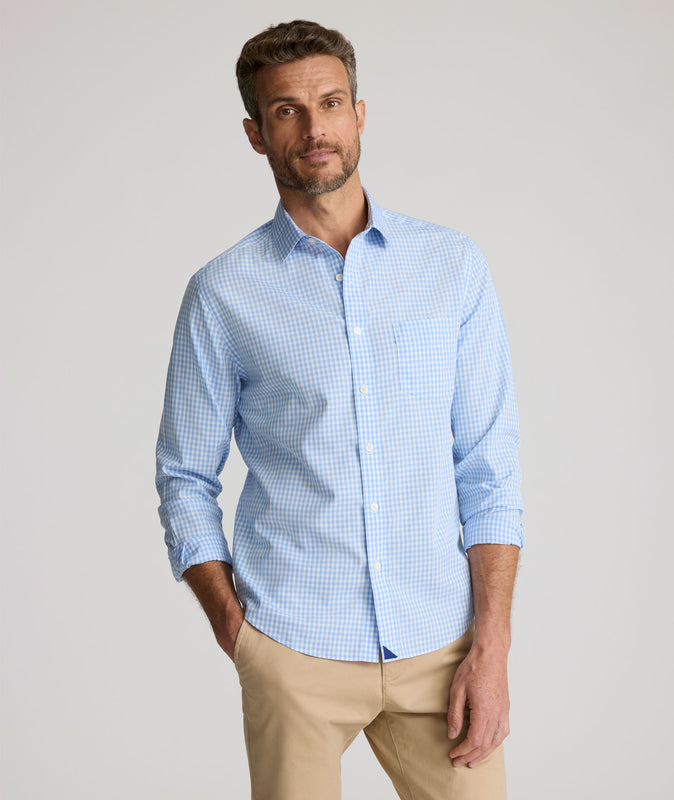 Wrinkle-Free Lawrence Shirt Light Blue Gingham | UNTUCKit