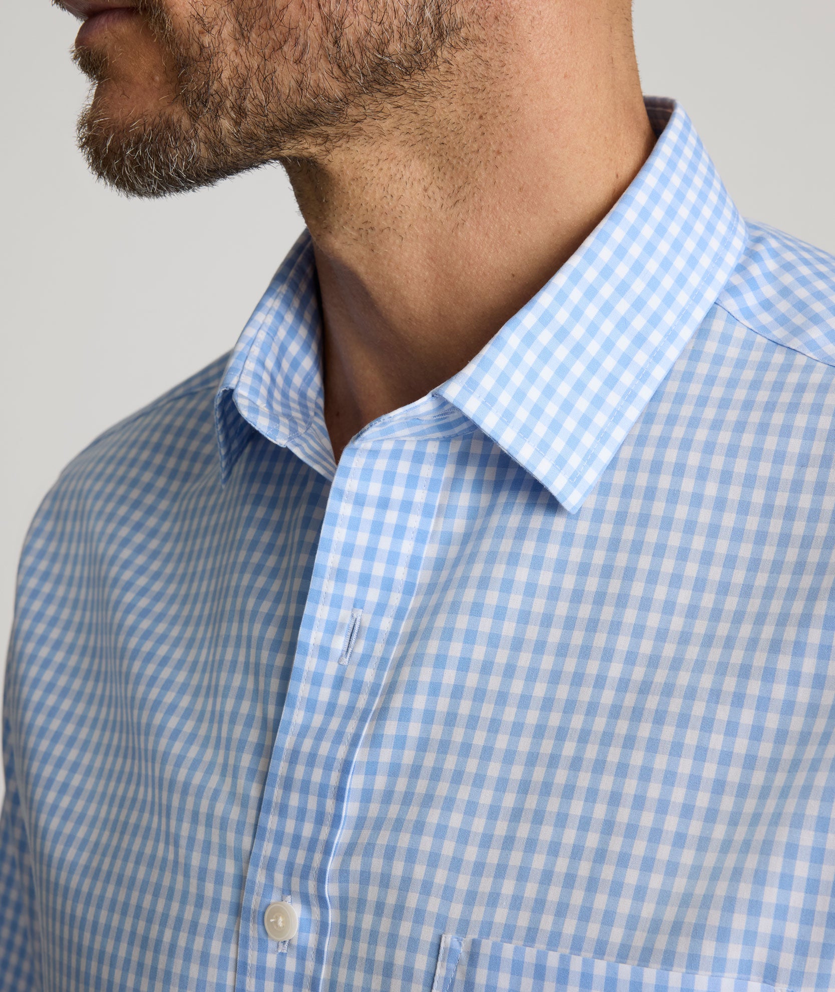 Wrinkle-Free Lawrence Shirt Light Blue Gingham | UNTUCKit