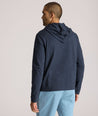Model is wearing UNTUCKit Lazio Hoodie in Peacoat.