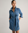 Model is wearing UNTUCKit Lea denim dress.