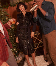 Sequin Crepe Lexie Shirt Dress Zoom