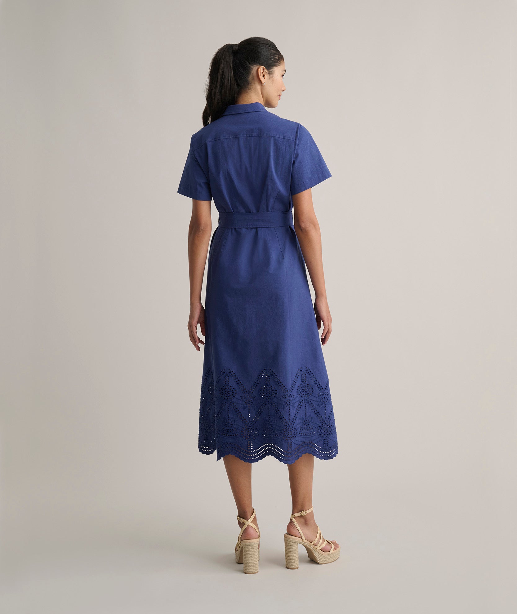 chinese dress ladies Eyelet Trim Frill Shirt Dress – La Garçonne main image 0