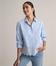 Cotton Stripe Eyelet Luisa Shirt