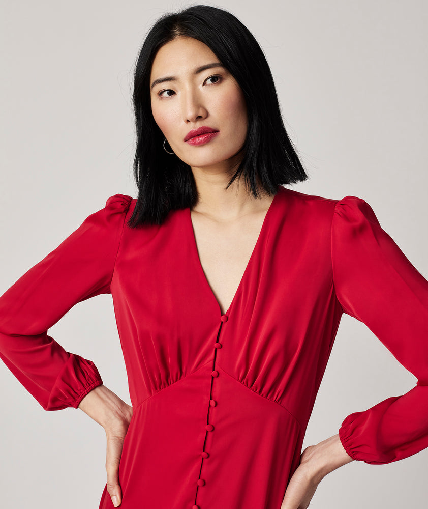 Satin V-Neck Malorie Dress