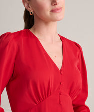 Satin V-Neck Malorie Dress Zoom