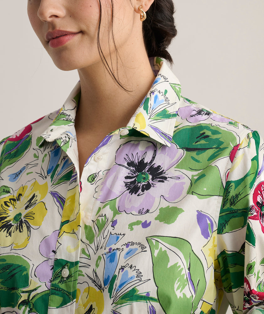 floral print shirt dress Floral Oversized Shirt Dress