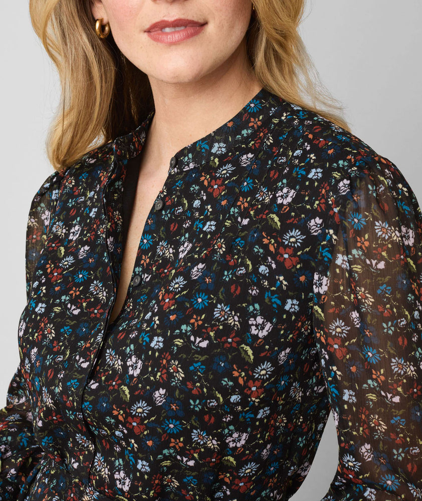 Collarless Georgette Marnie Shirt Dress - FINAL SALE
