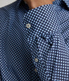 Model is wearing UNTUCKit Marshall performance shirt. 