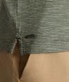 Model is wearing UNTUCKit LS Martinez in Kombu Green.