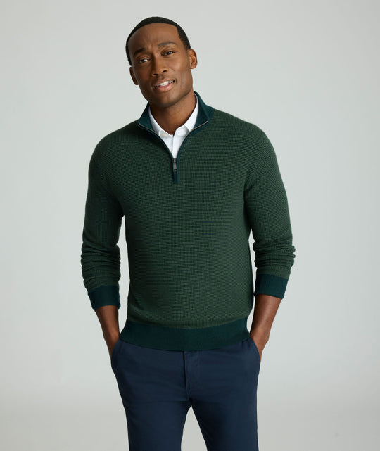 Textured Merino Wool Quarter-Zip Sweater
