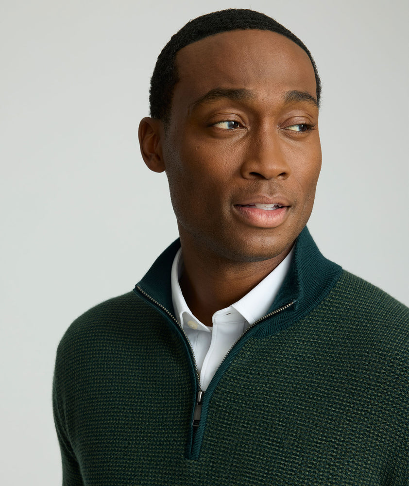 Textured Merino Wool Quarter-Zip Sweater