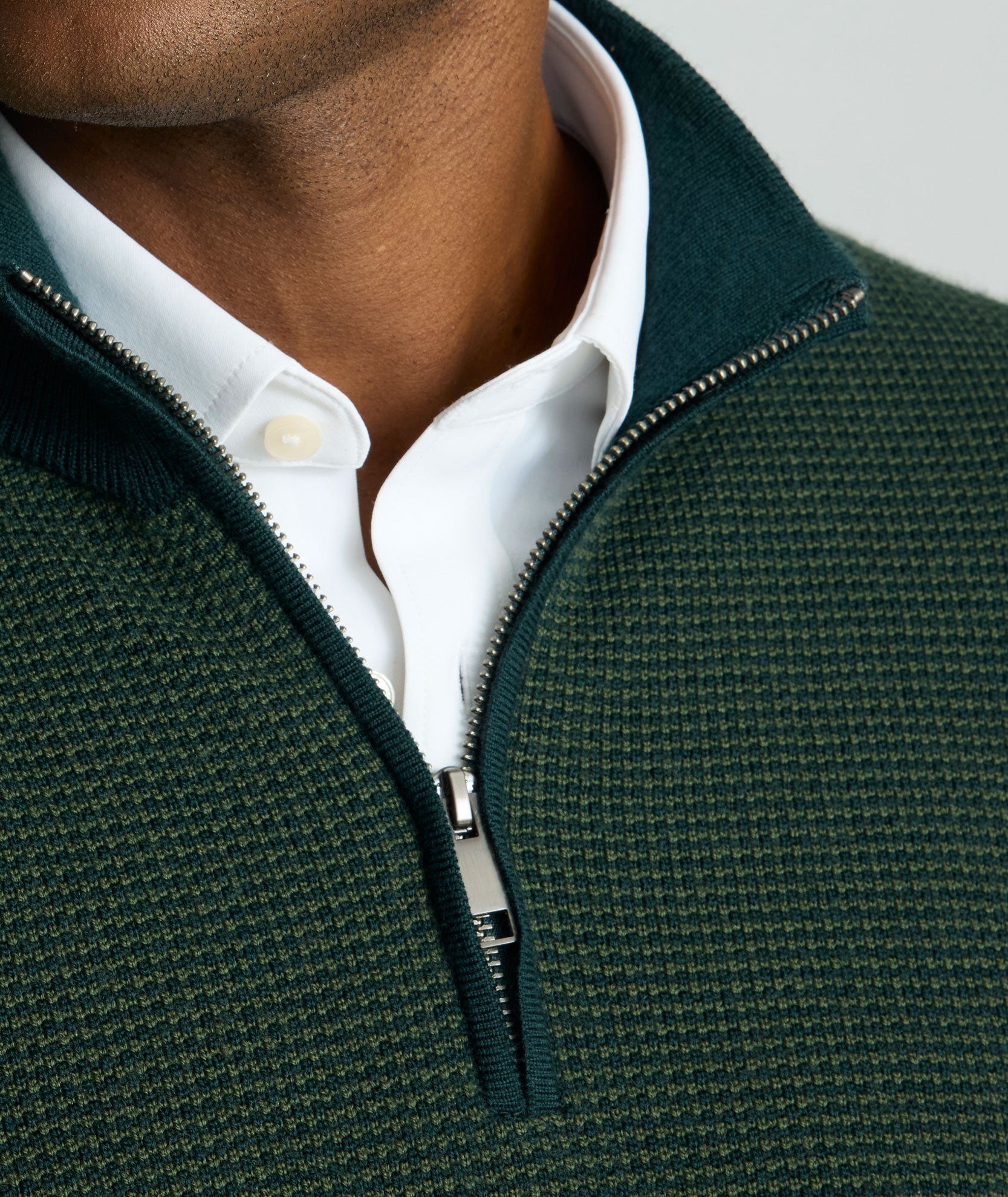 Textured Merino Wool Quarter-Zip Sweater Forest Green | UNTUCKit Textured Merino Wool Quarter-Zip Sweater Forest Green | UNTUCKit