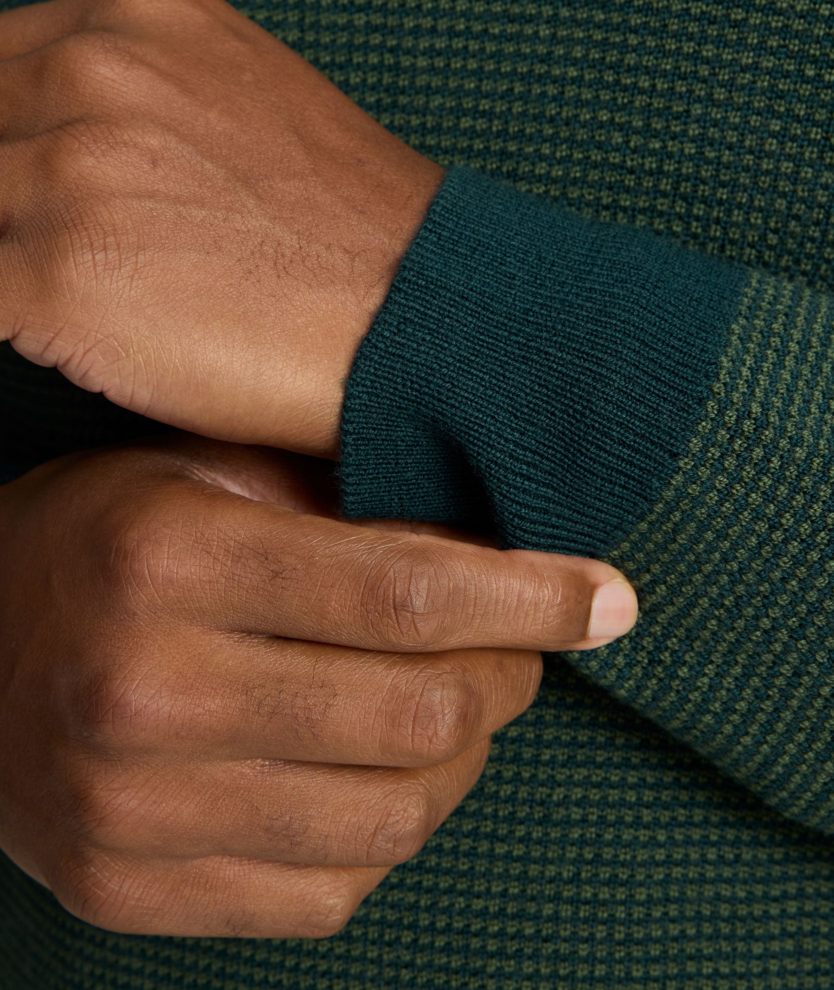 Textured Merino Wool Quarter-Zip Sweater Forest Green | UNTUCKit