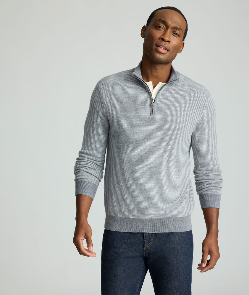 Untuckit Men's Marvall Quarter Zip Sweater - Gray - Zipped Sweaters Untuckit Men's Marvall Quarter Zip Sweater - Gray - Zipped Sweaters