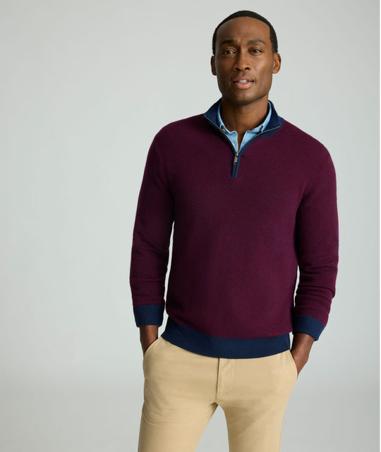 Textured Merino Wool Quarter-Zip Sweater