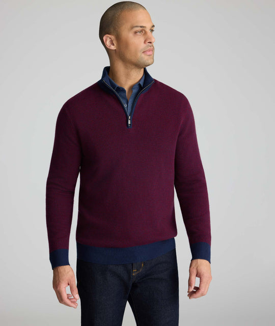 Textured Merino Wool Quarter-Zip Sweater