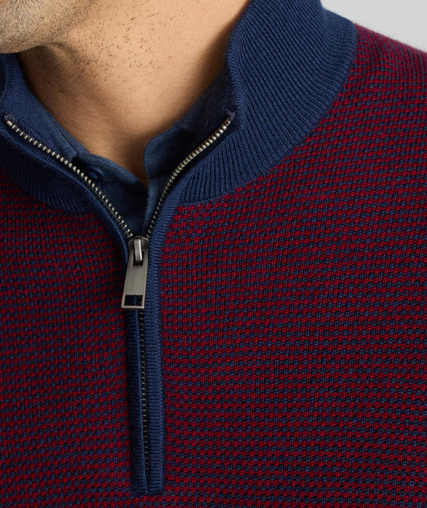 Textured Merino Wool Quarter-Zip Sweater