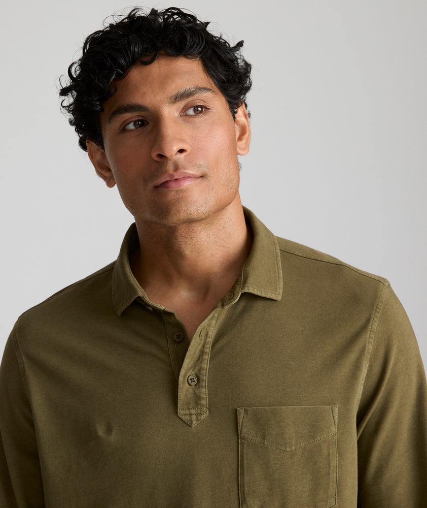Garment-Dyed Long-Sleeve Polo - FINAL SALE