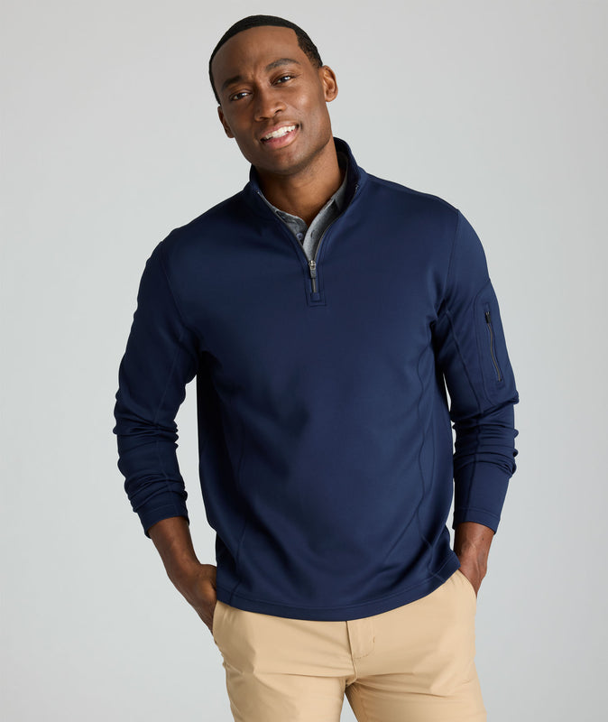 ★ Fallett★ Sports Club Man to Man Navy FA2501CR12NA Performance Quarter-Zip Navy | UNTUCKit