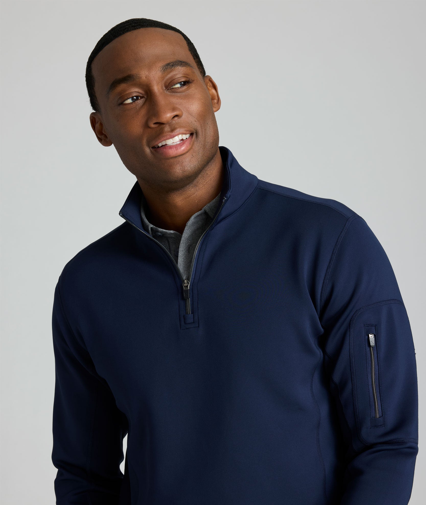 QUILTING PULLOVER SMOCK　リンゴスッタ Performance Quarter-Zip Navy | UNTUCKit