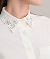 Stretch Cotton Jewel Collar Melanie Shirt