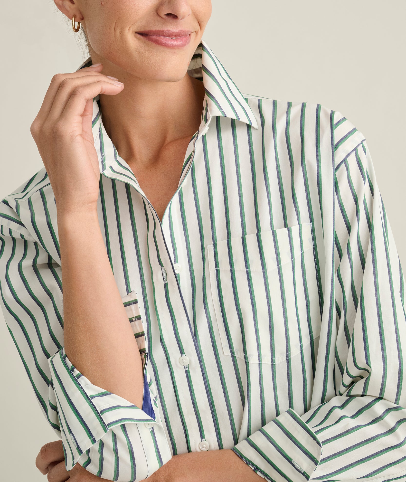 white dress shirt with green pattern UNTUCKit | Wrinkle-Free Relaxed Fit Melanie Shirt