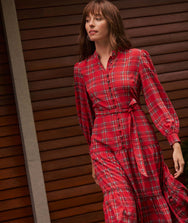 Tartan Plaid Crepe Meredith Dress Zoom