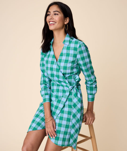 MILA WOMENS DRESS PLAID GREEN SP1 24