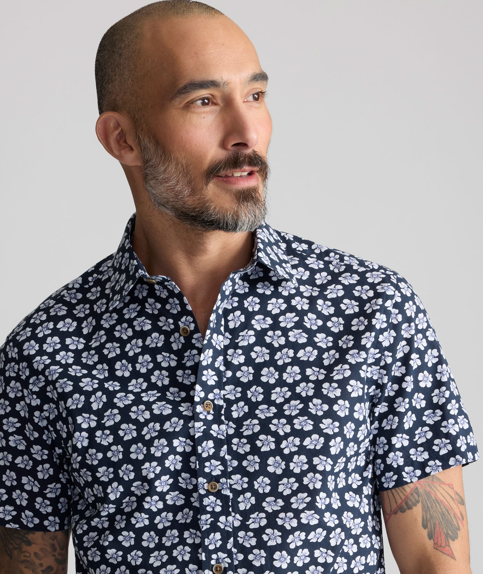 Vintage Wash Short-Sleeve Morningside Shirt Navy Flower Print