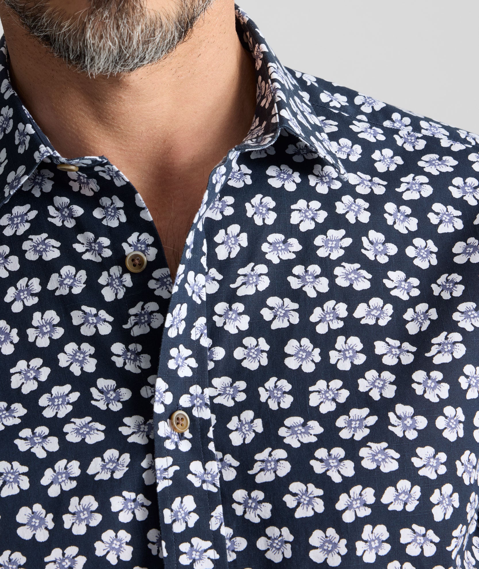 Vintage Wash Short-Sleeve Morningside Shirt Navy Flower Print