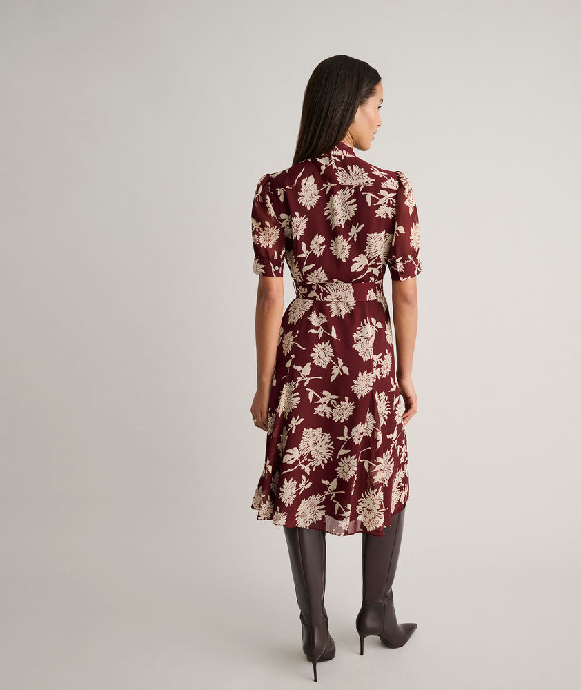 Floral Necktie Nadine Dress Burgundy & Cream Floral Print | UNTUCKit