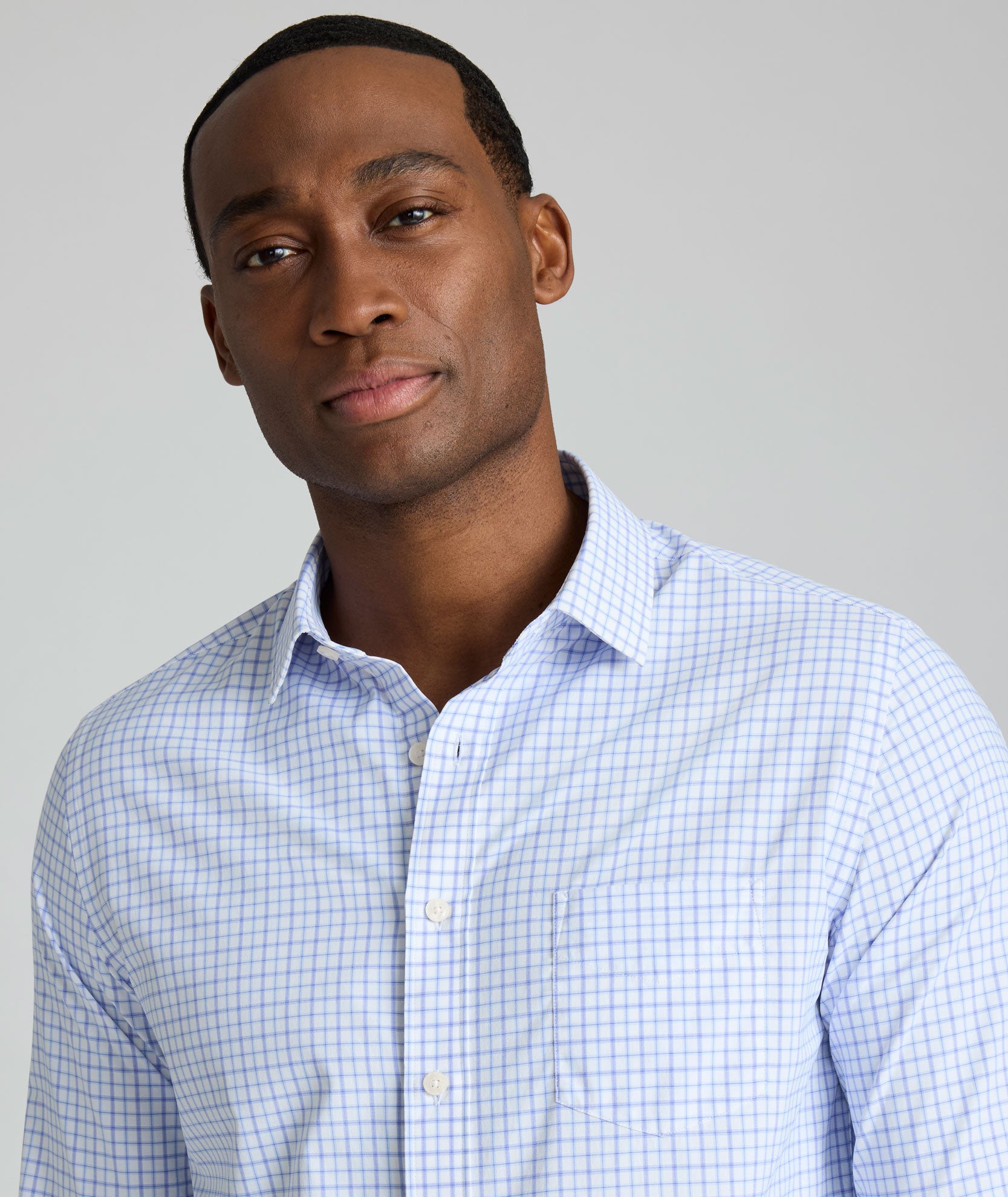 Performance Northcliffe Shirt Light Blue & Purple Check