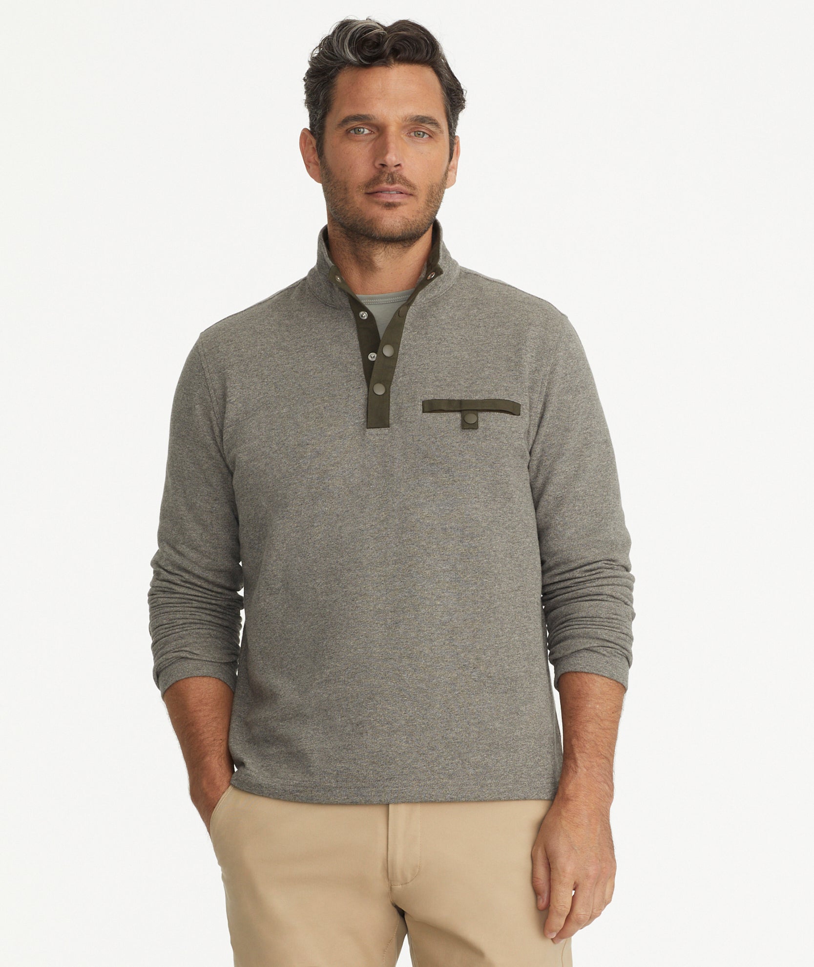 Snap Fleece Pullover Gray | UNTUCKit