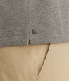 Model is wearing UNTUCKit Parkson quarter-zip sweatshirt in fog.