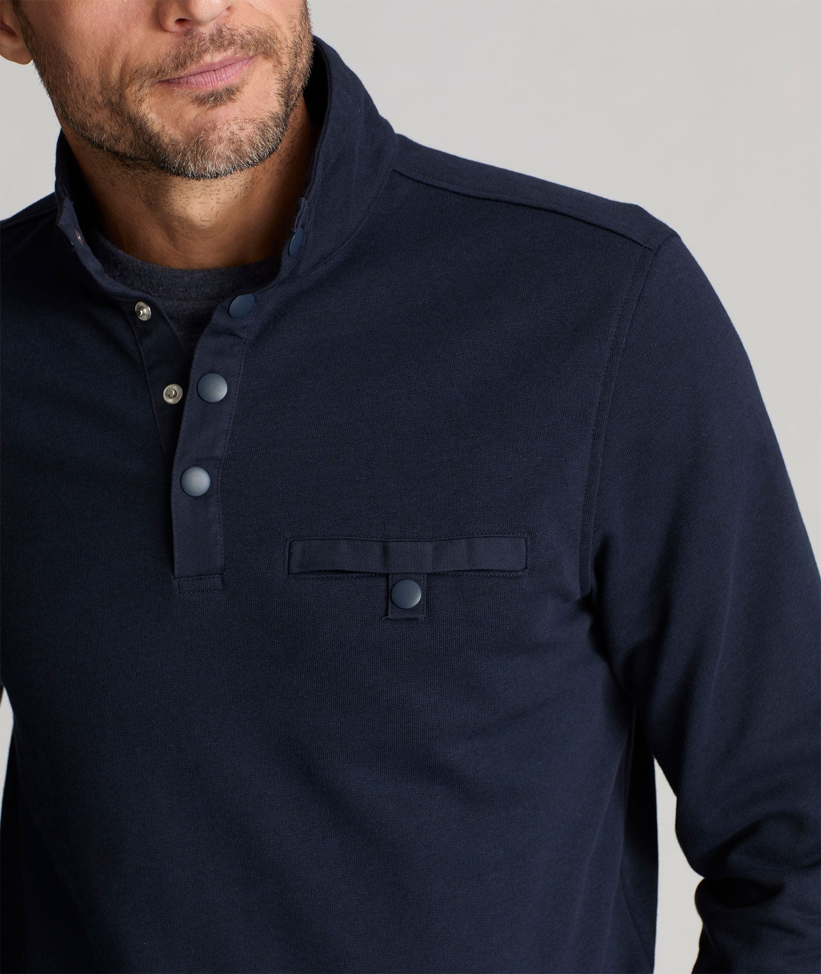 Snap Fleece Pullover Navy | UNTUCKit