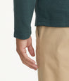Model is wearing UNTUCKit Parkson quarter-zip in Balsam.