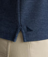 Model is wearing UNTUCKit Petrelson henley in Navy. 