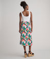 Model is wearing UNTUCKit pippa skirt in printed floral.