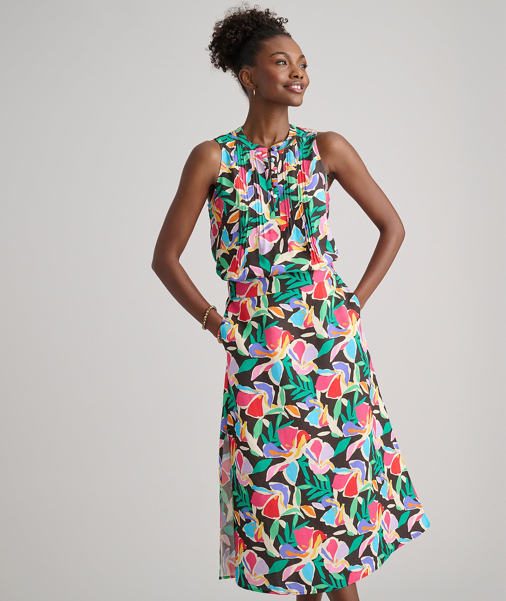 Linen Blend Pippa Skirt Black Jungle Print | UNTUCKit