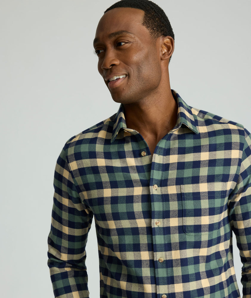 Untuckit | Flannel Plenville Shirt - Green Check Untuckit | Flannel Plenville Shirt - Green Check